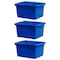 Storex Storage Bin, Polypropylene, Blue, 3 PK 61451U06C - alternate 1